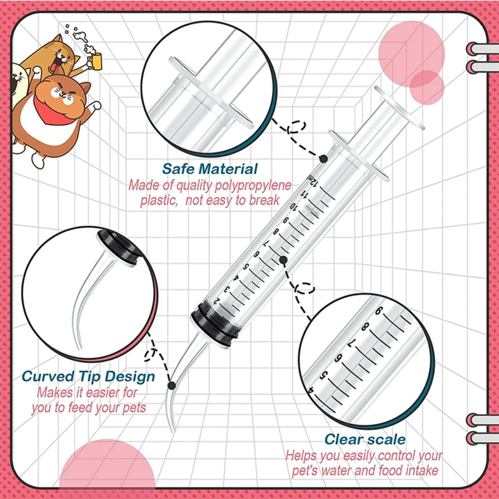 Pet Feeding Syringe Curved Mouth Syringe Small Animal Liquid Feeding Device Supplies 12ml pet syringe