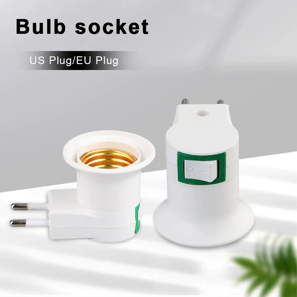 ON/OFF Switch E27 Light Bulbs Socket Holder Standard Screw-in Base EU US Plug Adapter Outlet Converter Lamp