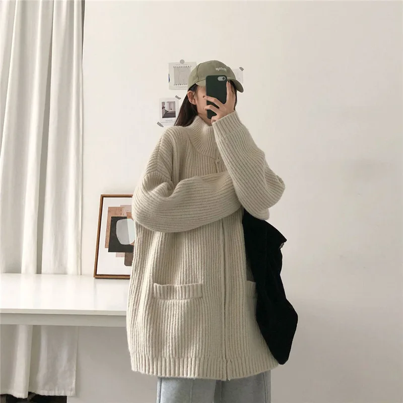 Autumn Winter Knitted Sweater Coat