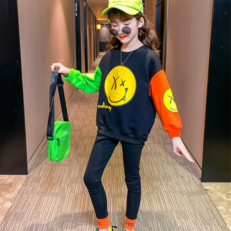 

2023 Autumn Girls Sweatshirts Sets Kids Casual Clothes Winter Teens Girl Tracksuit Sweater Tops+Pants 2 Pcs Sports Suits 4-13Y