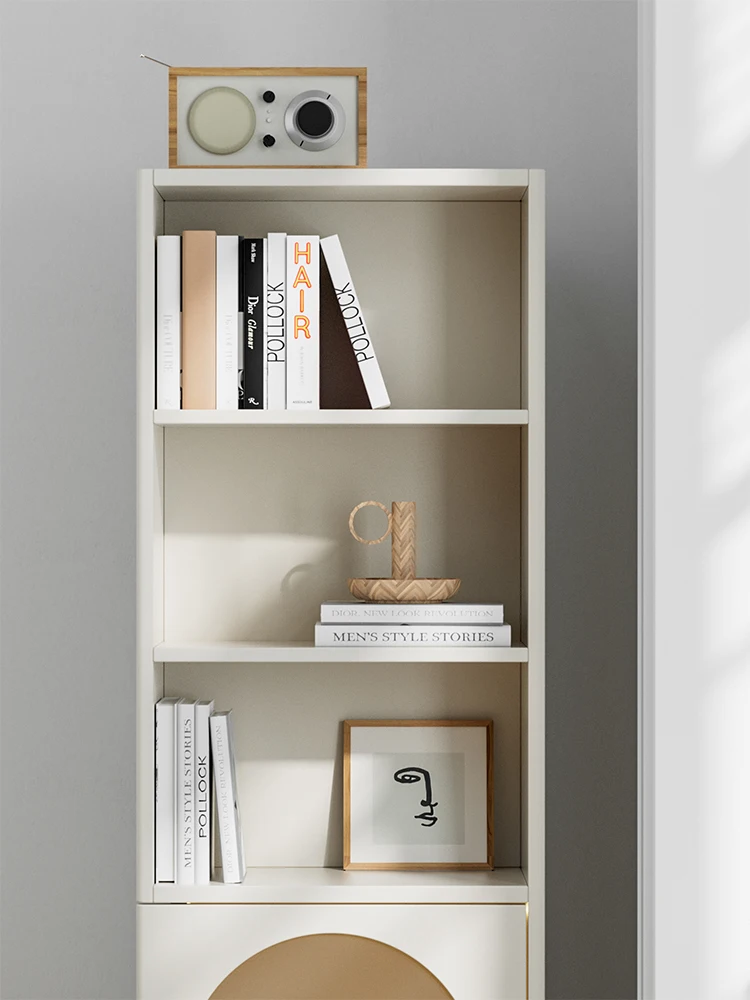 

Nordic style light luxury living room corner cabinet shelf simple cream wind wine cabinet