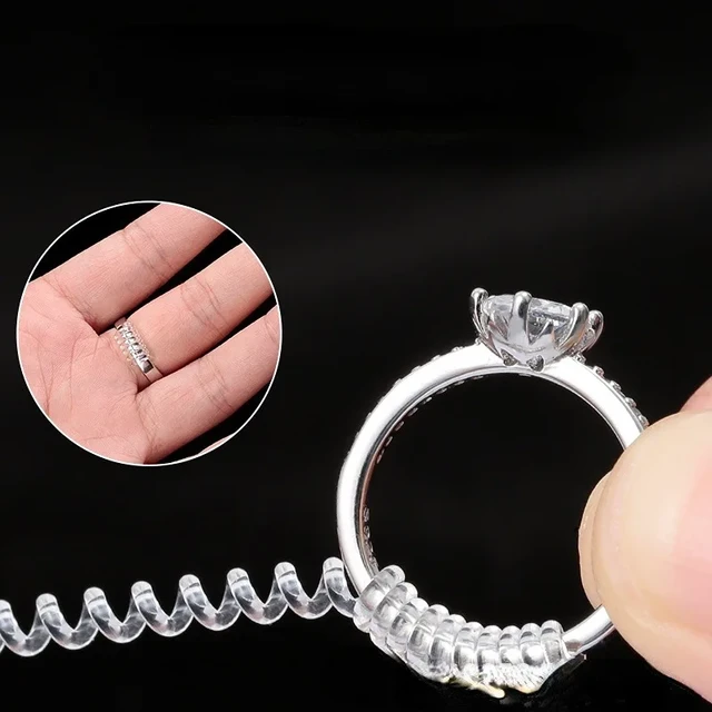 4-8pcs/lot Invisible Transparent Spiral Based Ring Sizer Adjuster Guard  Insert Tightener Reducer Resizing for Jewelry Tools 