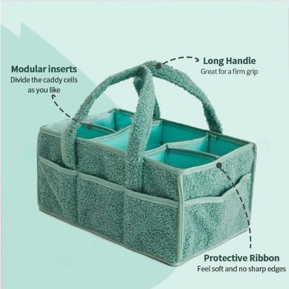 Multifunctional Baby Diaper Bag Large Capacity Removable Divider Diaper Storage Basket with Handle Diaper Organizer Boys Girls