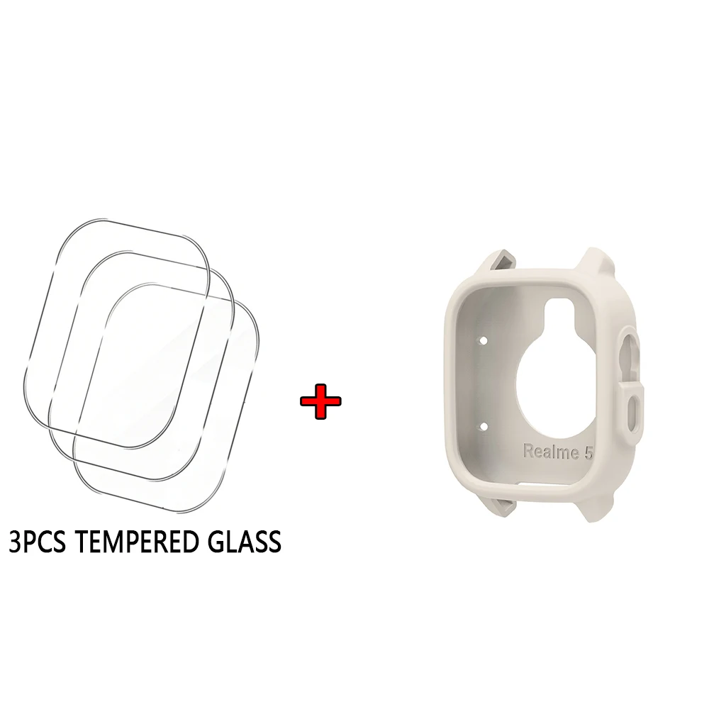 Silicone Protective Case with Tempered Glass for Smartwatch - Durable Cover and Screen Film Set