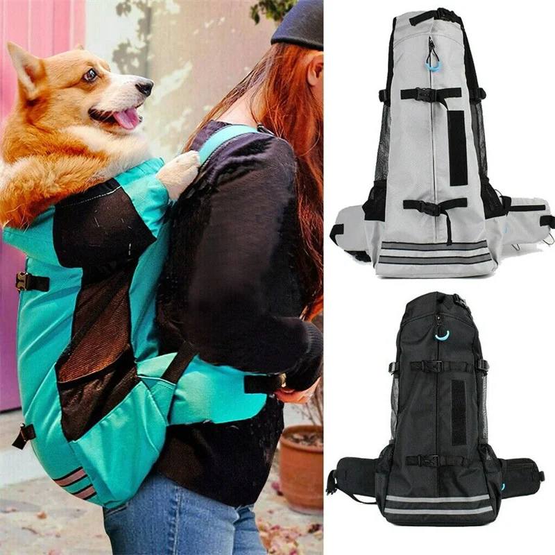 Pet Carrier Bag Pet Carrying Bag Pet Backpack Puppy Carrier Bag Reflective Breathable for Corgi Bulldog Large Dogs Adjustable Outdoor Hiking