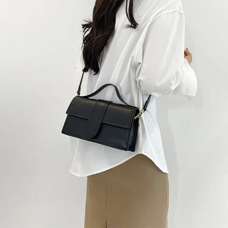 여성용 크로스 바디 숄더 플랩 백, 가죽 소형 스퀘어 원 숄더 크로스 바디 핸드백 메신저 핸드백, 트렌드 럭셔리