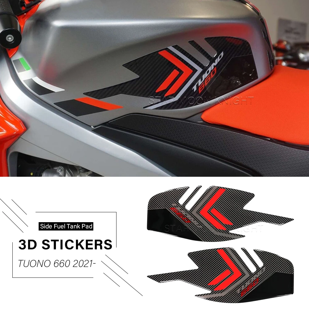 3D Epoxy Stickers For Aprilia Tuono 660 Tuono660 2022 - Side Fuel Tank Pad Resin Tankpad Non-slip Logo Decal Carbon Fiber Emblem