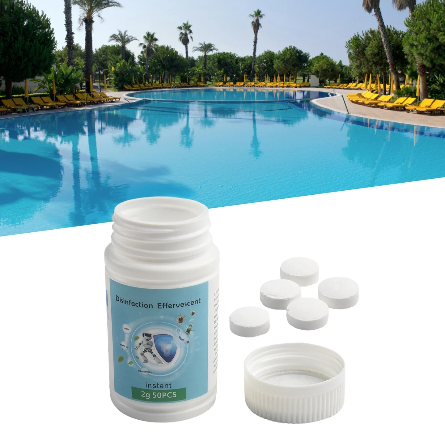 

50pcs Multifunctional White Chlorine Tablets For Hot Tub Swimming Pool Spa Clean Protect Against Harmful Sun Rays