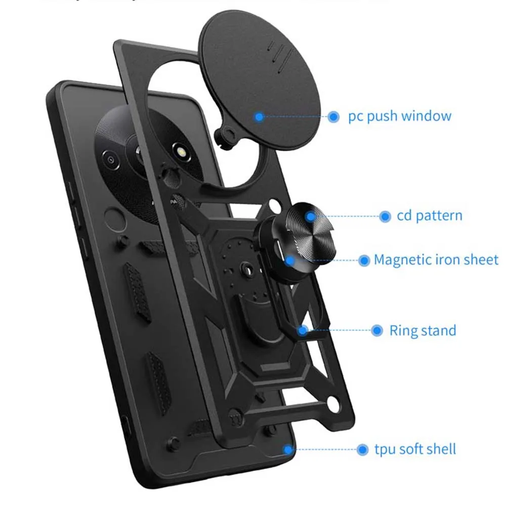 Durable Shockproof Armor Case with Magnetic Holder and Ring Stand