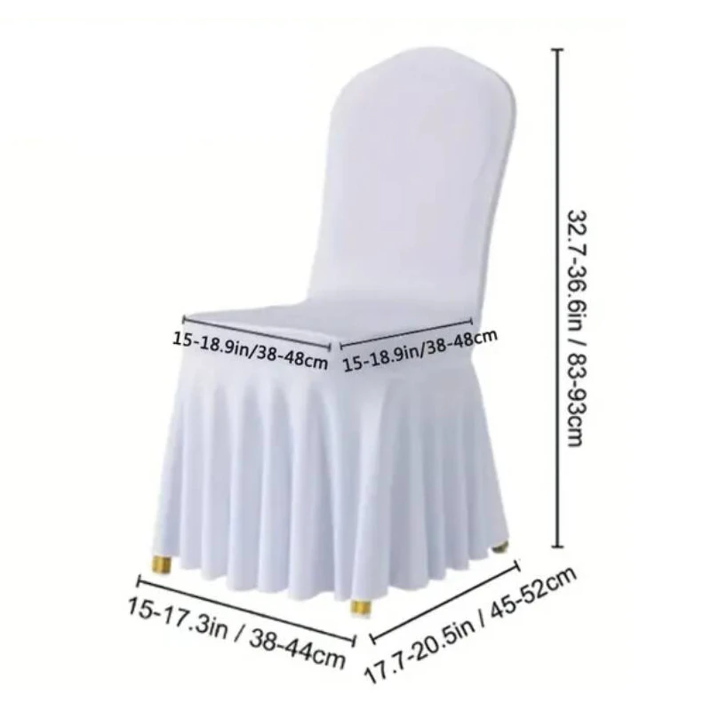 1pc White Thick High Elastic Stretch Chair Cover Wedding Spandex Pleated Skirt Chair Slipcovers for Party Banquet Decoration 2