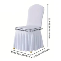1pc White Thick High Elastic Stretch Chair Cover Wedding Spandex Pleated Skirt Chair Slipcovers for Party Banquet Decoration 2