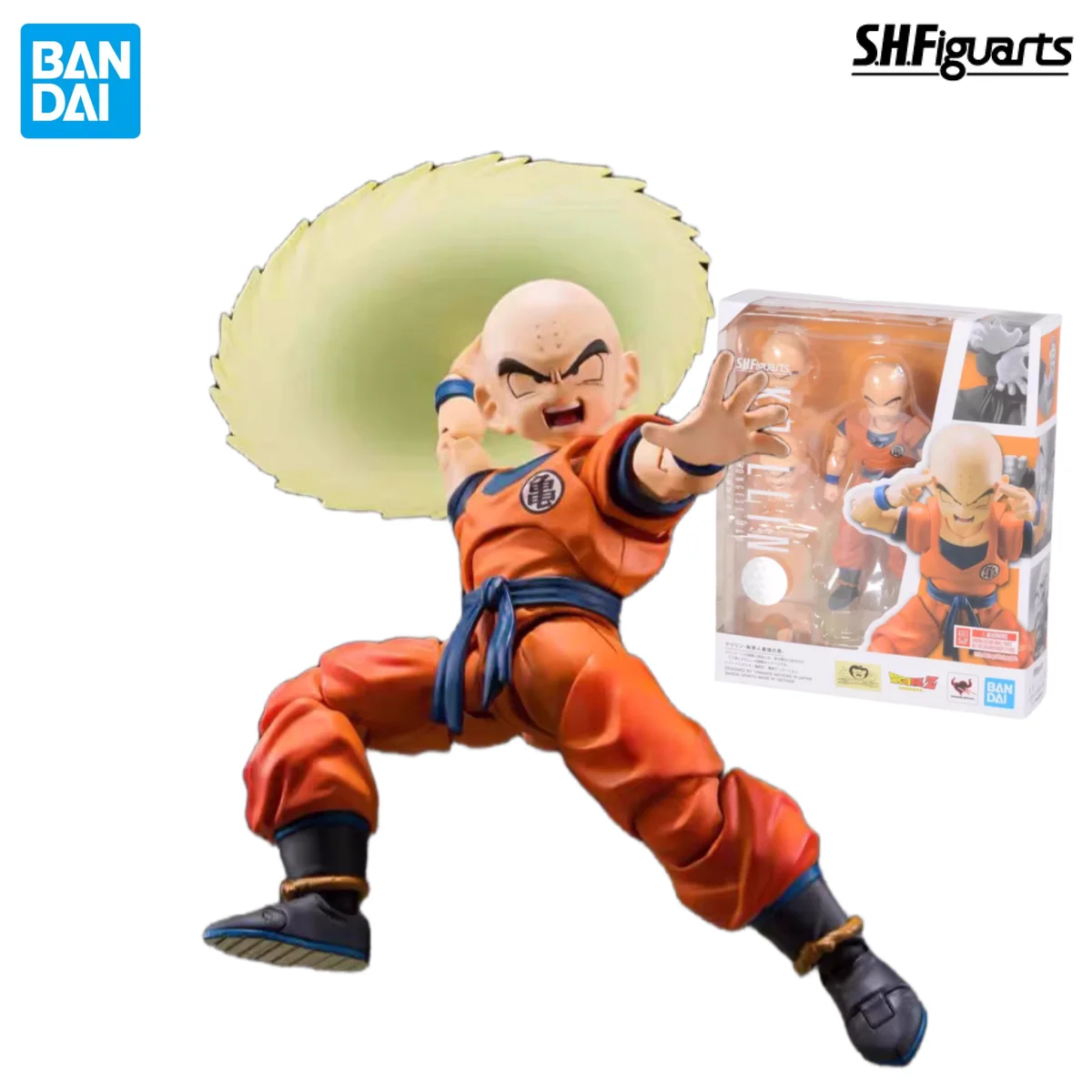 

In Stock BANDAI S.H.Figuarts Original Dragon Ball Z Krillin Earth's Strongest Man Anime Action Figure Replaceable Face Toy Gift