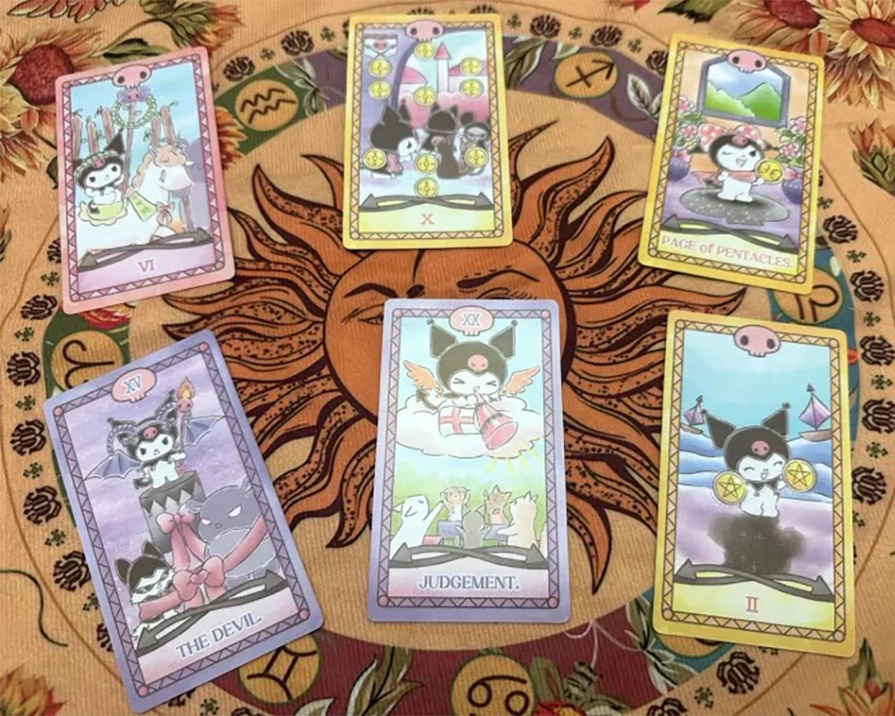 Melody Kuromi Cinnamoroll Cards Tarot Divination Star sign Hello Kitty Sanrio Melody 78 Cards Board Game Deck Oracle Card Party 4
