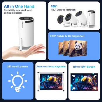 Magcubic Projector 4K Android 11 HY300 Dual Wifi6 260ANSI Allwinner H713 BT5.0 1080P 1280*720P Cinema Outdoor portable Projetor 2
