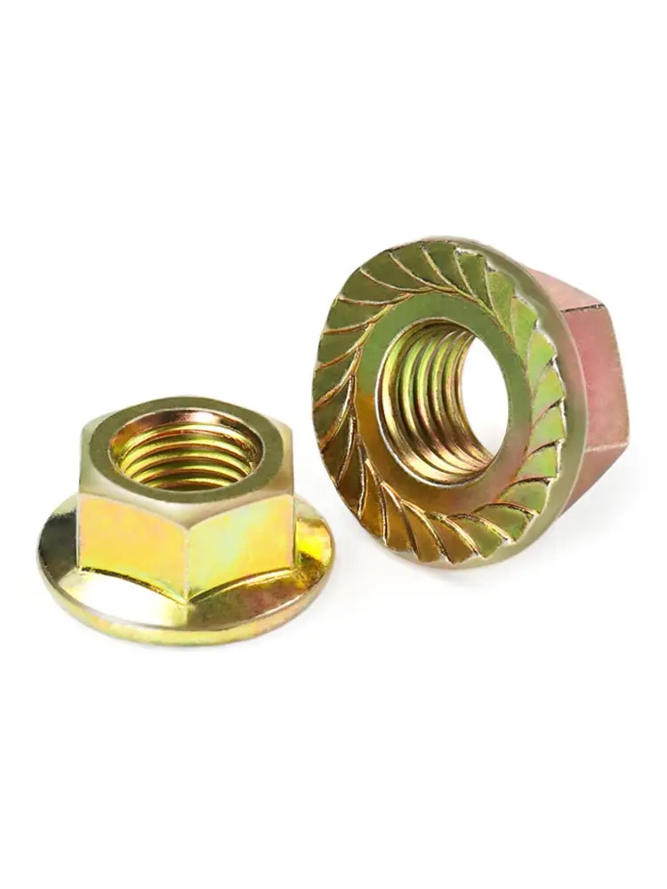 Hexagon Nuts Carbon Steel Flange Locking Nuts 5-100pcs