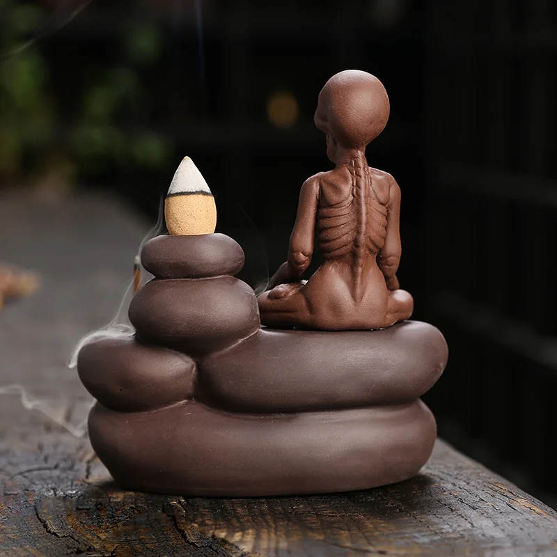 Halloween Ornament Skull Backflow Incense Burner Purple Clay Incense Stick Holder, Aromatherapy Home Decor Censer (no Incense)