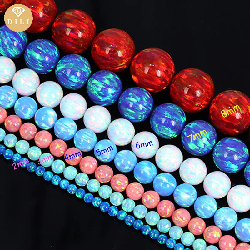 4mm Free Shipping OP43-84 Lab Grown Synthetic Ball Opal Bead With Full Hole/Half Hole/Without Hole