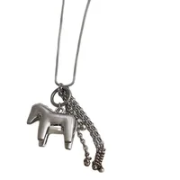 Colliers pendentifs à pampilles en forme de cheval à surface lisse Minar INS Fashion pour femmes, chaîne serpent plaquée argent, longue chaîne pour pull 6