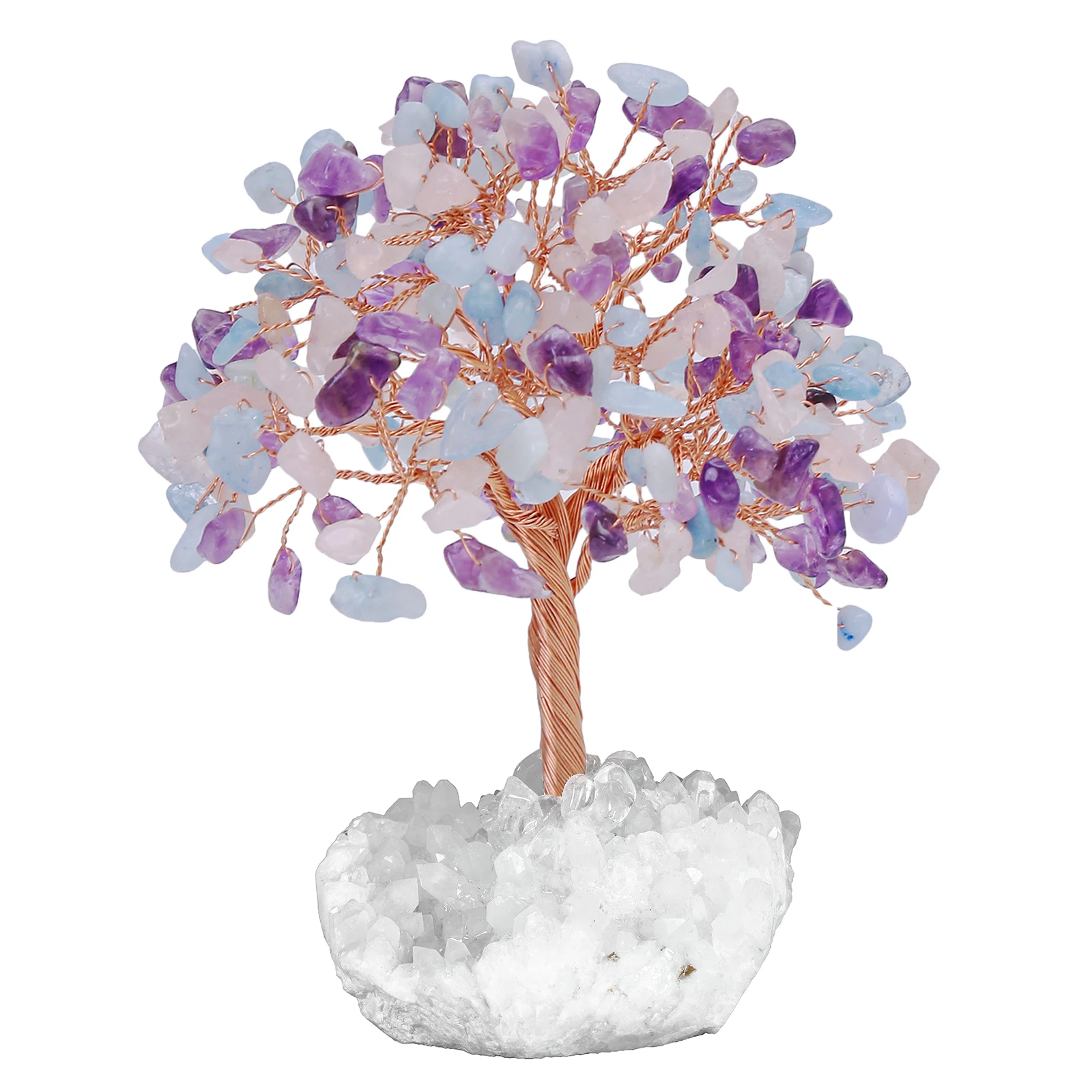 Natural Crystal Money Tree With Rock Quartz Cluster Base Fengshui Decoration For Luck Wealth Room Decor Office Ornaments