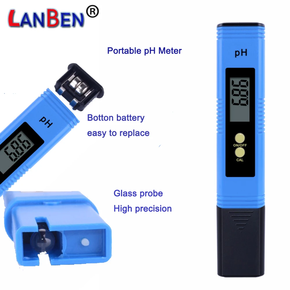  Medidor de pH, medidor digital de pH para agua, 0.01 de alta  precisión con rango de medición de pH 0-14 para hidroponía, bebida  doméstica, piscina y acuario : Industrial y Científico