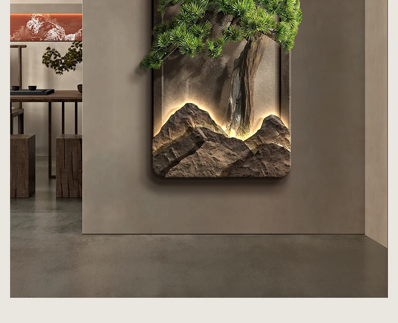 LED light Welcome Pine New Chinese Hallway Decorative Painting Corridor Hanging Painting Advanced Sense Entrance Door Mural Ligh LED light Welcome Pine New Chinese Hallway Decorative Painting Corridor Hanging Painting Advanced Sense Entrance Door Mural Ligh