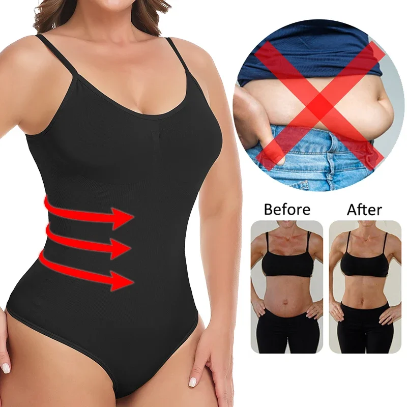 Invisible Bodysuits Shapewear Thong for Women Tummy Control Low Back Backless Butt Lifting Seamless Slimming Full Body Shaper body shaper
