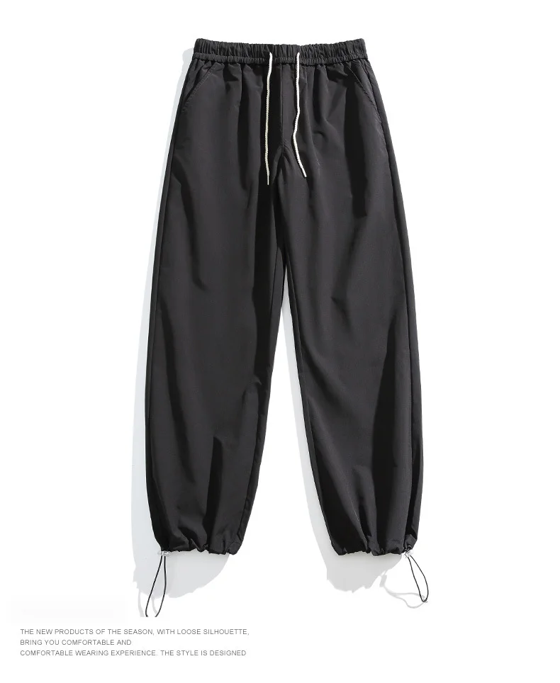 Solid color waterproof assault pants for men's 2024 new product, light and thin straight tube two piece drawstring casual pants_voghion.com