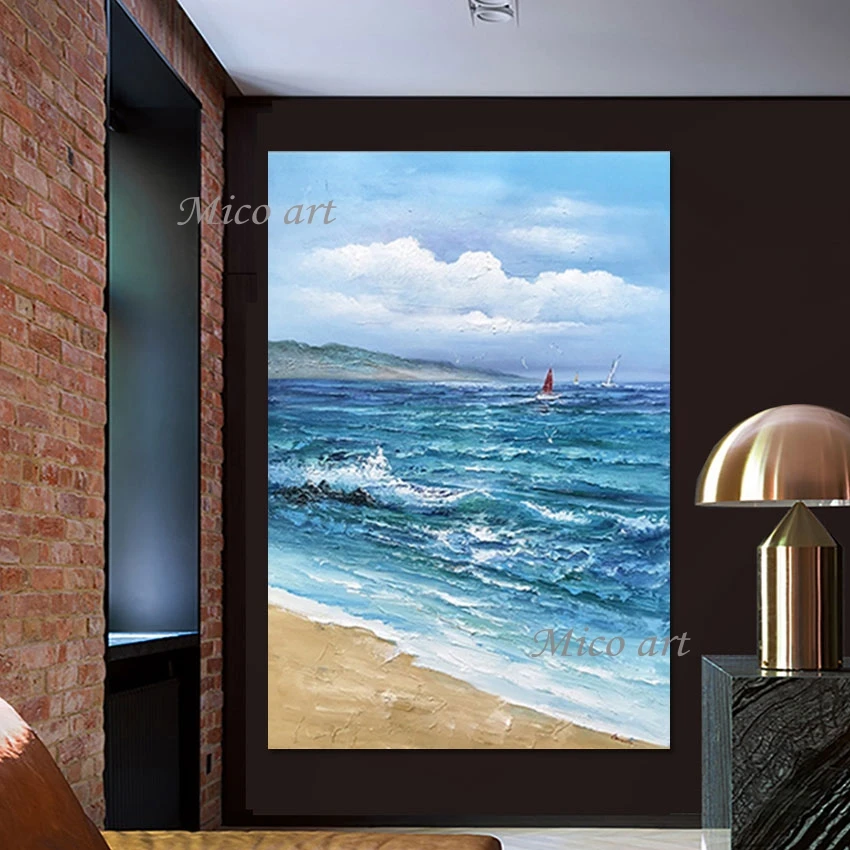 

Natural Scenery Oil Painting Seascape Artwork Canvas Unframed Wall Art Wholesale Of 3d Pictures Abstract Sailboat Paintings