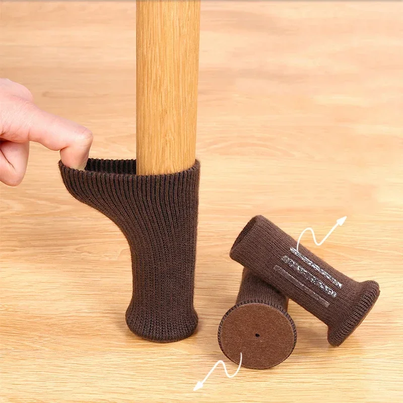 Colorful Knitted Silicone Chair Leg Socks with Anti-Slip Floor Protection