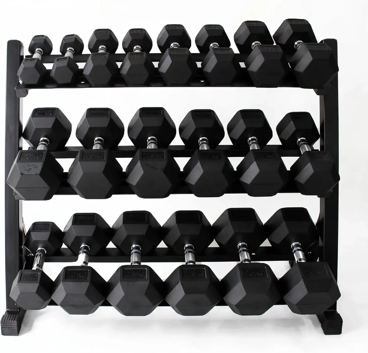Support pour haltères hexagonales de 350 à 550 lb, poids libre pour salle de sport à domicile, haltères en caoutchouc durable avec rangement._voghion.com