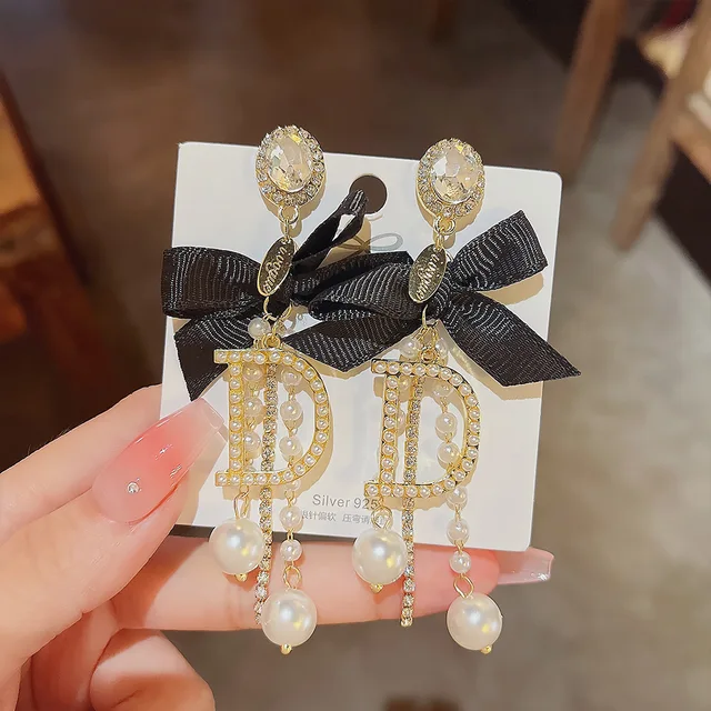Drop Earrings Chanel Alphabet Earrings Letter Chanel Wedding