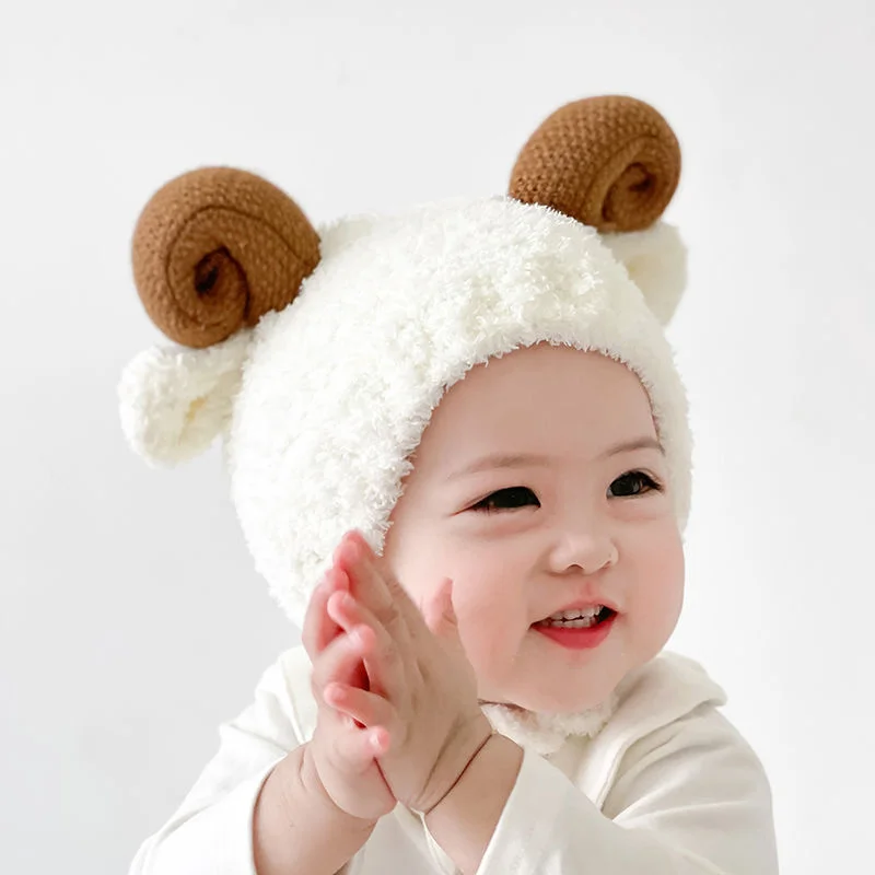 Winter kawaii Sheep Fruits Baby Hat Warm Plush Baby Boy Girl Cap Ear Protection Hats Solid Color Earflap Kids Cap For Children