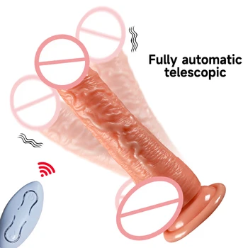 Telescopic Vibrator Realistic Big Dildo Female Masturbation Suction Cup Heating Penis Remote Control Dick For Women Sex Toys 3