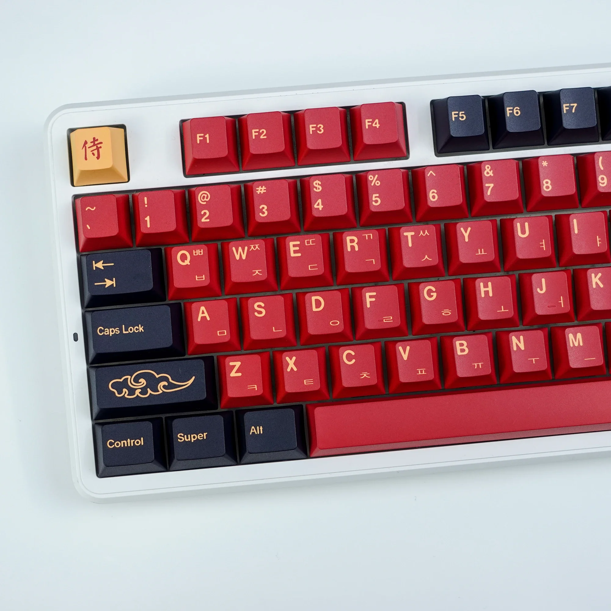 KBDiy PBT Red Samurai Keycap Cherry Profile Mechanical Keyboard