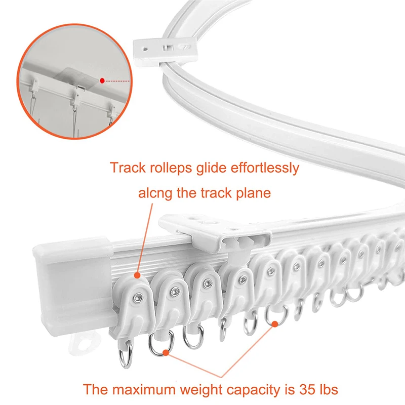 2/3.5M Flexible Side Ceiling Curtain Track Bendable Window Rod