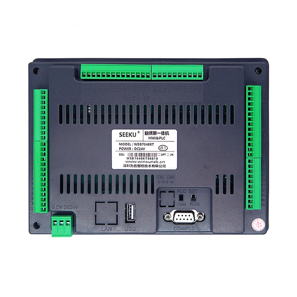 7 inch HMI PLC All In One WS7048 With PLC Integrated Panel 0-10V 4-20MA Analog MODBUS 2CH PT100 K type optional