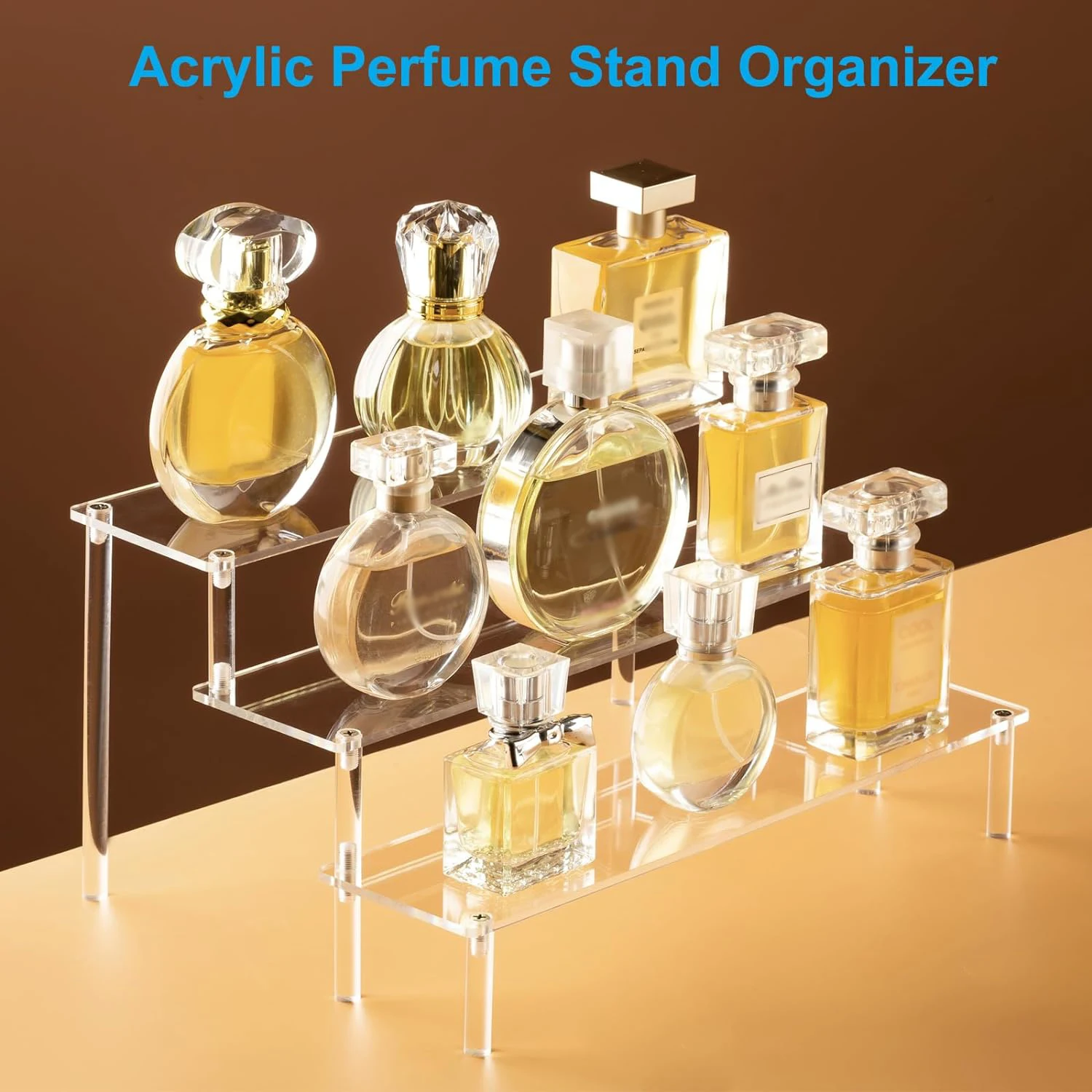 Acrylic Display Stand 1-4 Tier Durable For Cupcake Perfume Doll Transparent Trapezoidal Blind Box Storage Shelf