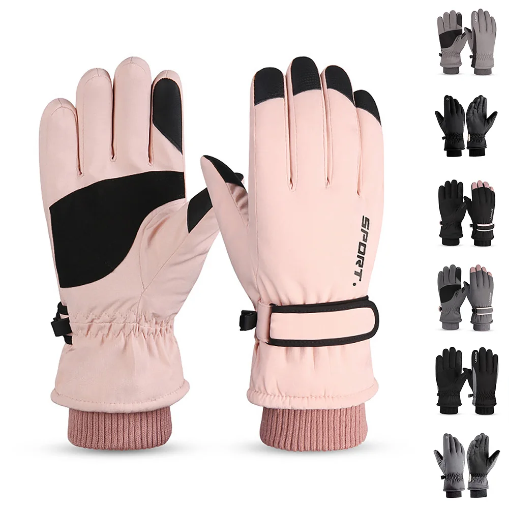 

New Couple Ski Gloves With Plush and Thick Insulation Gloves Windproof and Touchable Screen Outdoor Cycling Sports Gloves