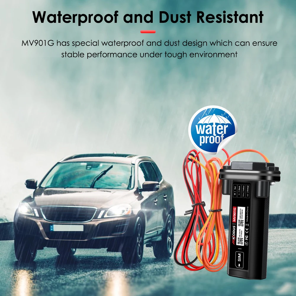 MiCODUS New GPS Tracker 4G MV901G Remote Cut Off Fuel GPS Waterproof and Dust Resistant Tracking Device Lifetime Free APP