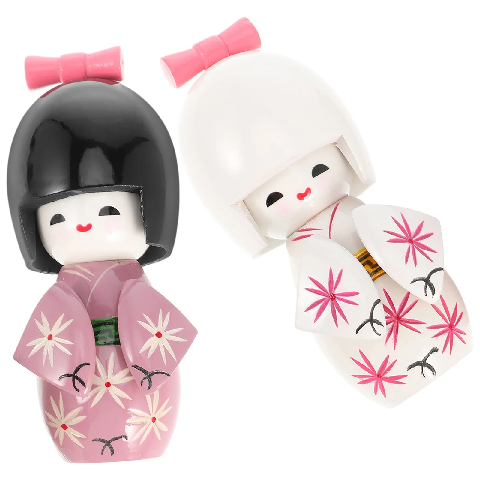

2 Pcs Kimono Japanese Style Desktop Adornment Wooden Dolls Home Crafts Traditional Decor Decorations Tabletop Ornament