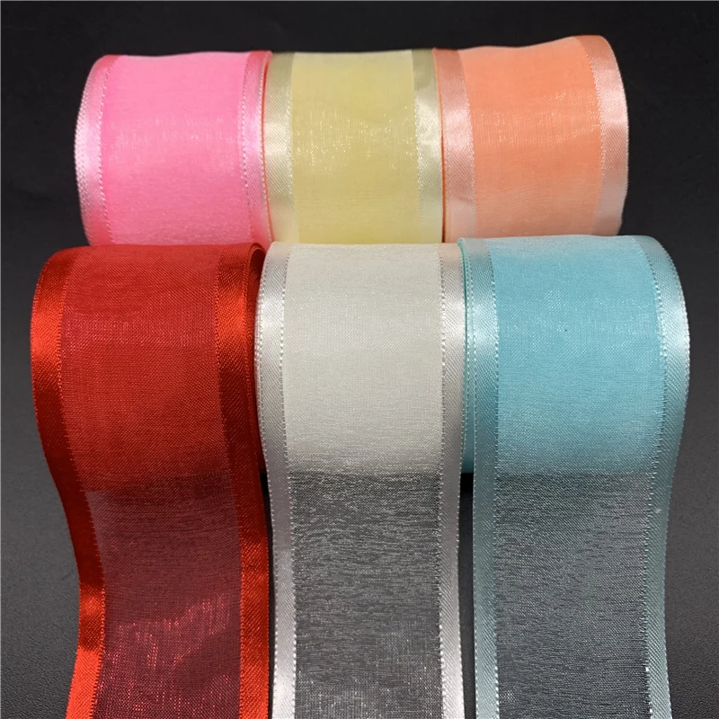 Cinta Envolver Regalos Cintas De Organza Con Cable Transparente Con Borde Dorado, Cinta De Gasa Para Envolver Caja De Regalo, Ramo De Novia De Boda, Decoración De Navidad, 10M - AliExprs Cinta