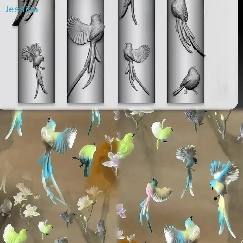 ♥ 3D 실리콘 네일 아트 몰드-리본 보우 발레 슈즈 리프 버드 디자인 DIY 네일 데코 투명 매니큐어 템플릿