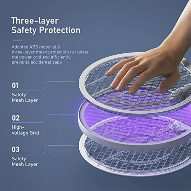 Elektromos Légy Swatter Racket Mosiller 2In1 Smart Bug Zapper Usb Újratölthető Szúnyogok Trap Lámpa Gyilkos 3 Rétegű Háló Otthon - Image 6