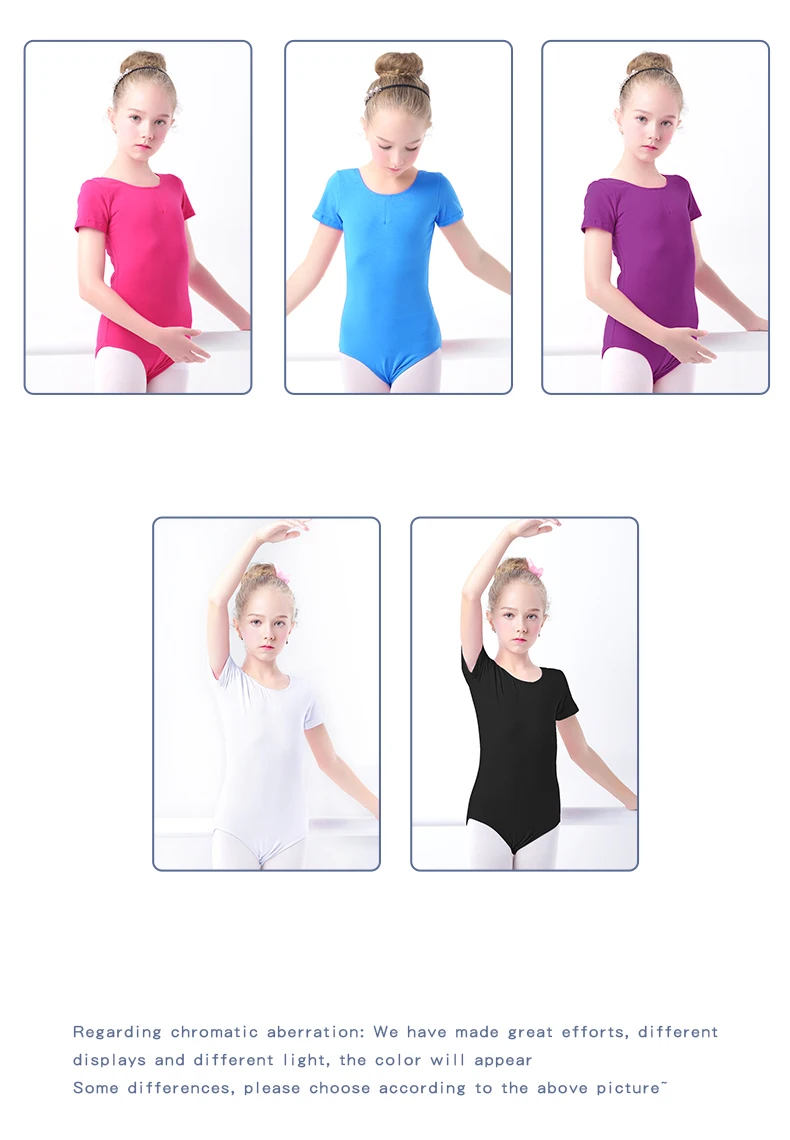 Ballett-Trikots für Kleinkinder, Mädchen, Gymnastik-Trikot, Tanz-Bodys, Baumwolle, kurz/langärmelig, Tanzkleidung, Ballett-Body zum Tanzen – Detail 3