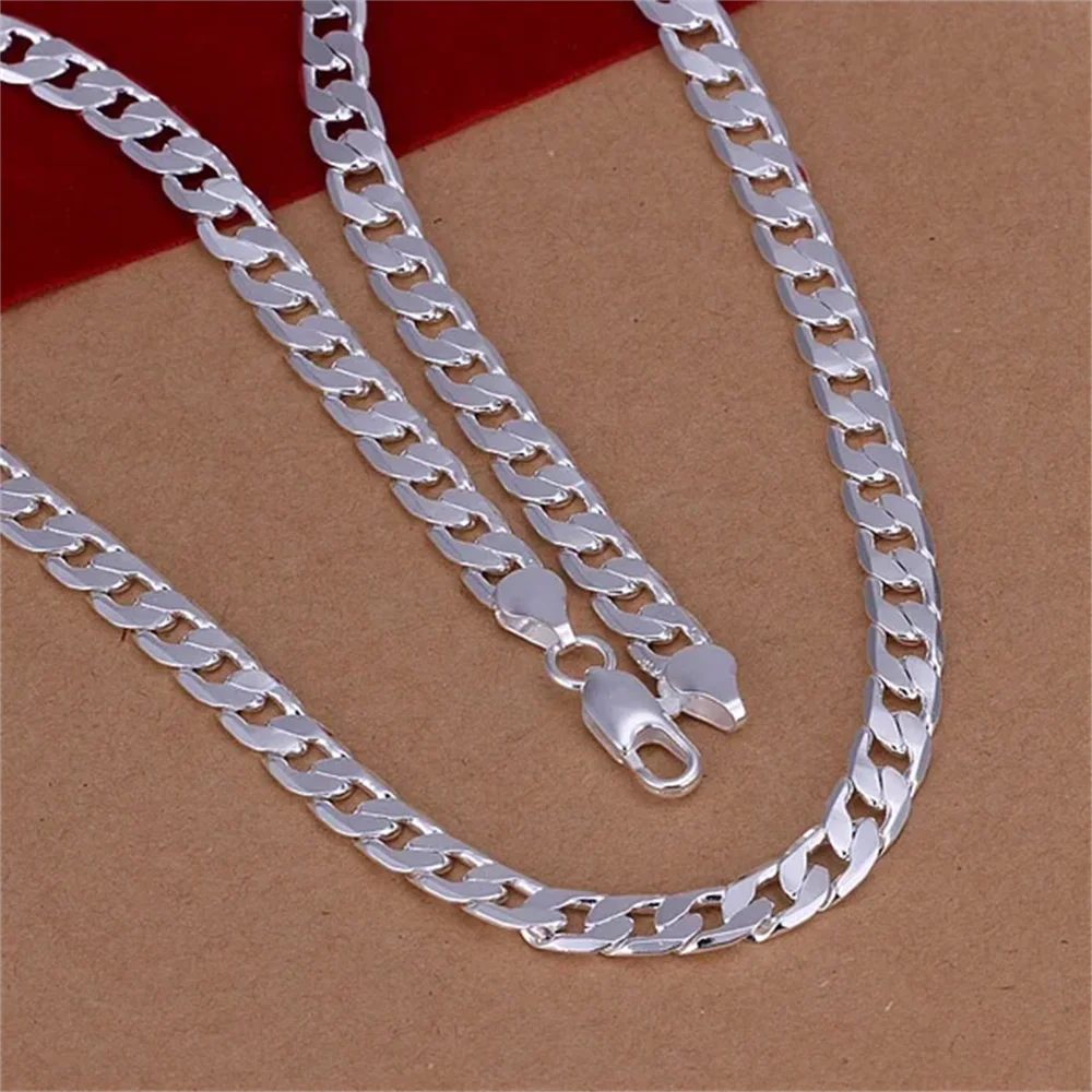 925 Sterling Silver Classic 6mm geometry Necklace chain For woman Men charm fashion wedding party Jewelry Holiday gifts