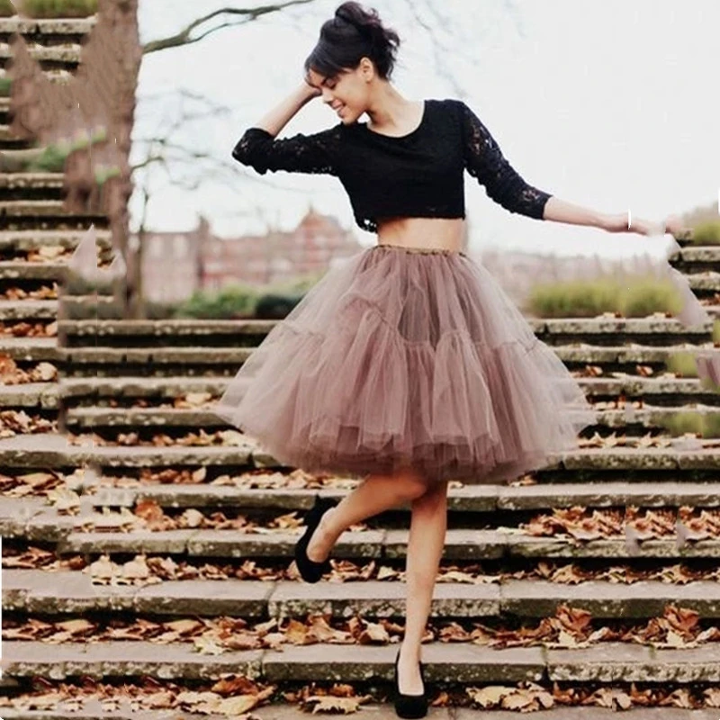 13color Petticoat 6 Layers Tulle Skirts Women Tutu Skirt Short Length Girls Party Tulle Skirt For Party Dance