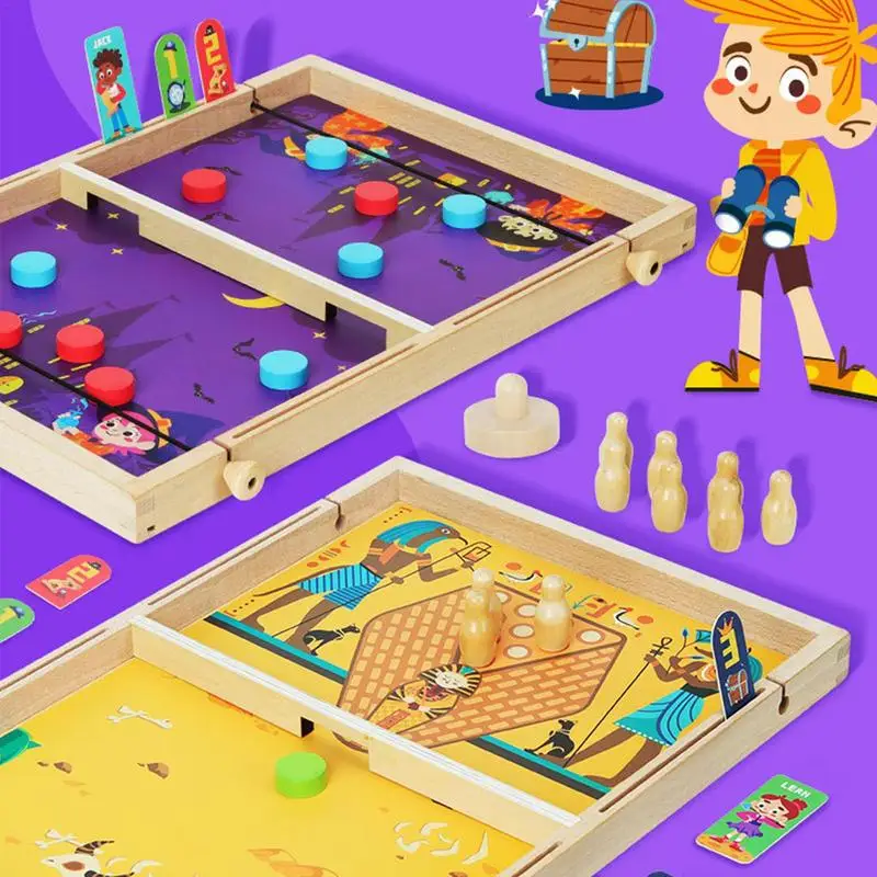 

Mini Table Game Wooden Hockey Game Sling Puck Hockey Board Game Sling Shot Game Board Parent Child Game For Kids Holiday Toys