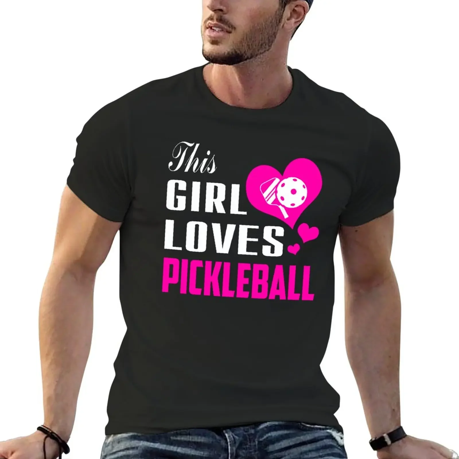 

This Girl Loves Pickleball Pickleball Girls Gift for Pickleall Lovers T-Shirt aesthetic clothes plus size tops Men's clothing