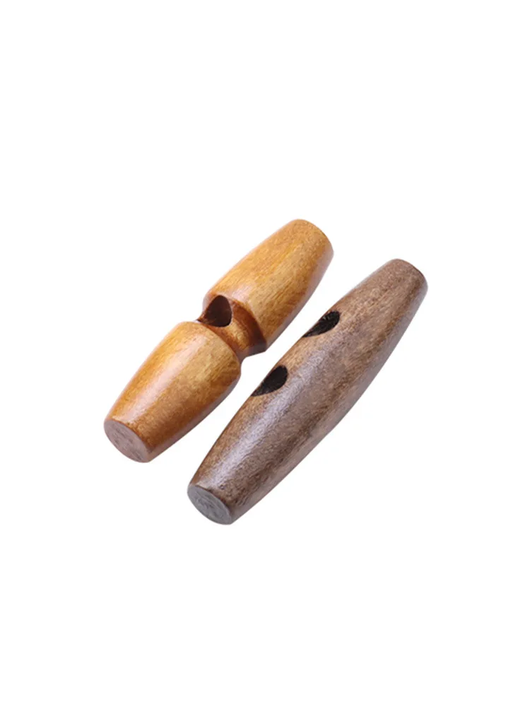 20pcs 30-60mm 7Sizes Natural Wood Toggle Horn Buckles Wooden Buttons Sewing Crafts for Overcoat Handmade Oval Stopper Button 5