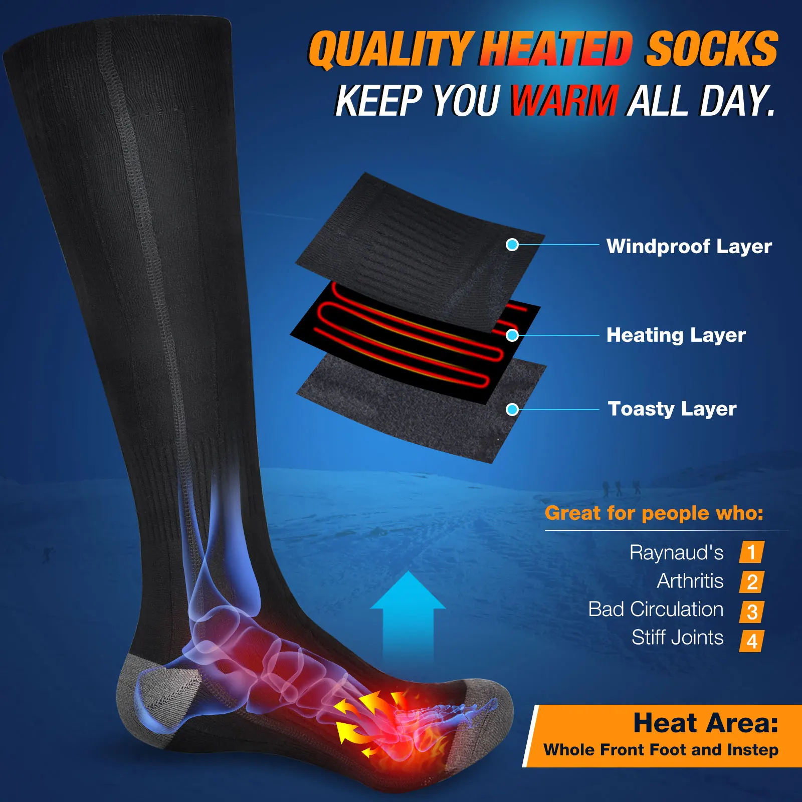 5000mAh Battery Electric Heating Socks APP Remote Control Winter Outdoor Foot Warmer Men Women Sports Hiking Skiing Thermal Sock